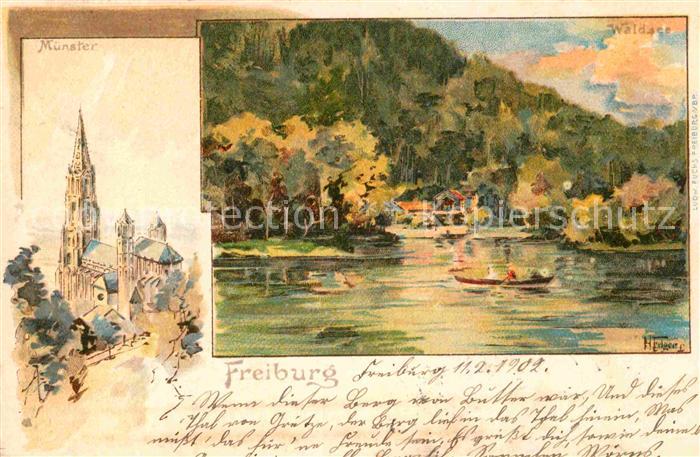 Freiburg Breisgau Muenster Waldsee Kuenstlerkarte