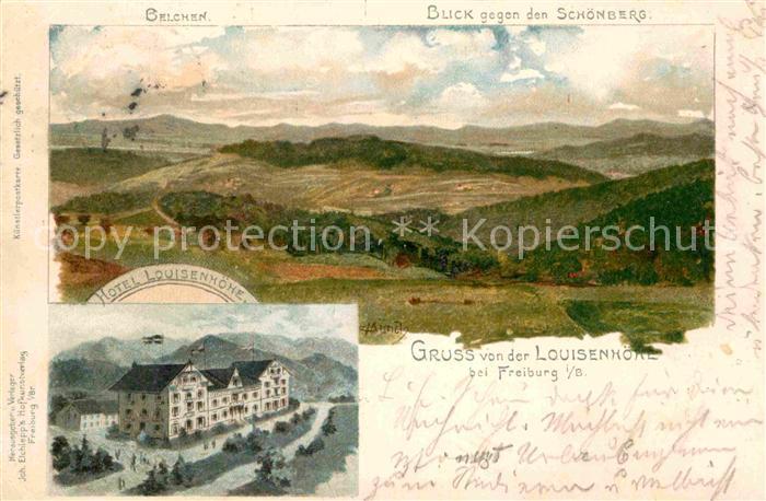 Freiburg Breisgau Belchen Schoenberg Hotel Louisenhoehe Kuenstlerkarte