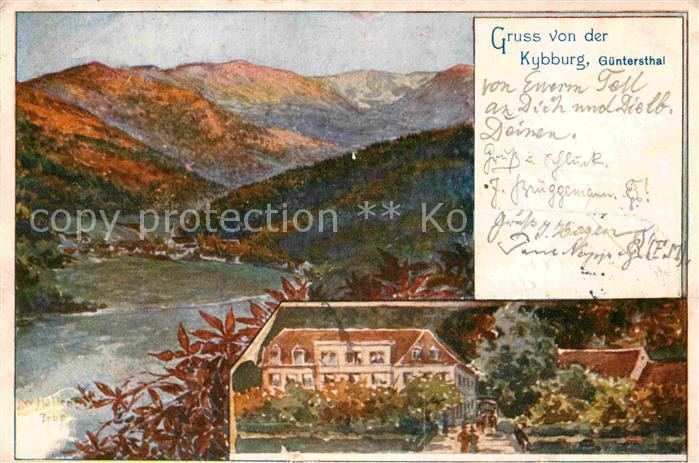 Guenterstal Freiburg Kybburg Kuenstlerkarte W. Haller