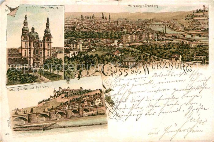WueRZBURG Bayern Stift Haug Kirche Alte Bruecke Festung