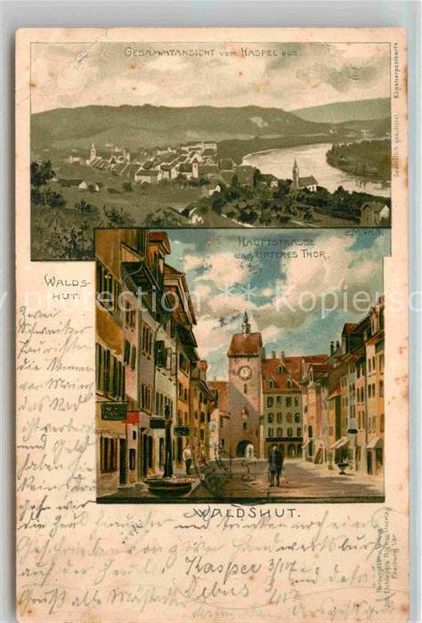 Waldshut-Tiengen Hauptstrasse unteres Tor Kuenstlerkarte C. Muench