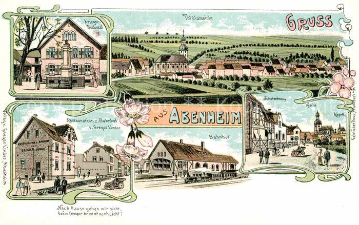 Abenheim Kriegerdenkmal Bahnhof Kirche Restaurant zum Bahnhof