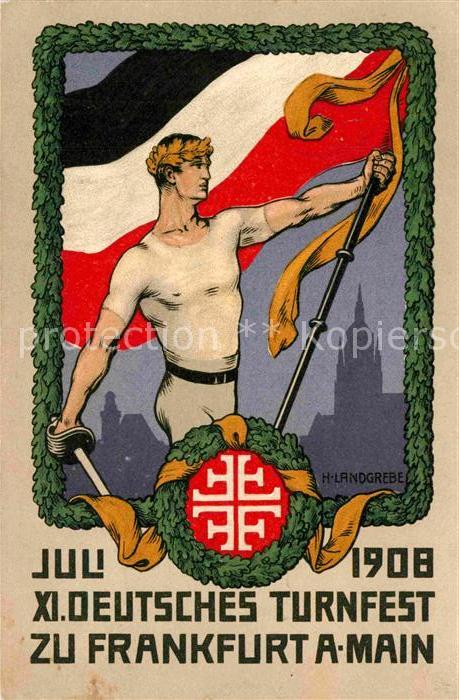 Frankfurt Main XI. Deutsches Turnfest Kuenstlerkarte H. Landgrebe
