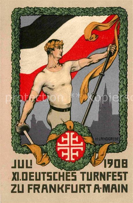 Frankfurt Main XI. Deutsches Turnfest Kuenstlerkarte H. Landgrebe