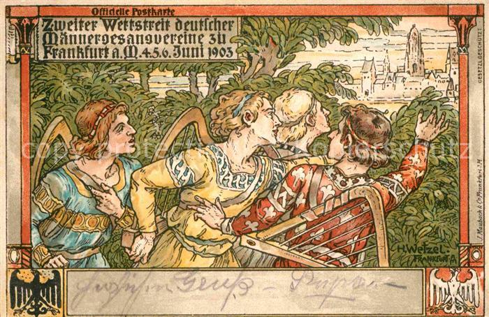 Frankfurt Main Zweiter Wettstreit deutscher Maennergesangvereine Kuenstlerkarte