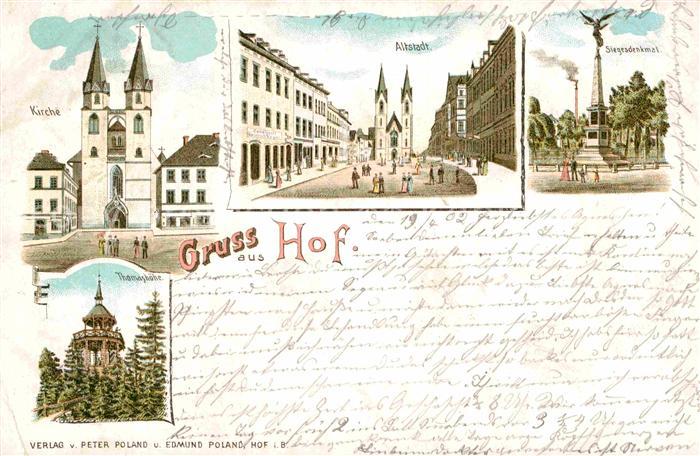 Hof Saale Altstadt Siegesdenkmal Kirche