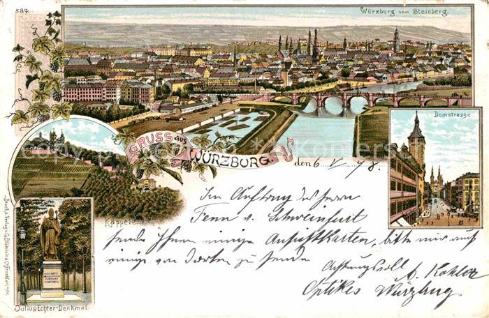 WueRZBURG Bayern Domstrasse Julius Echter-Denkmal Kaeppele