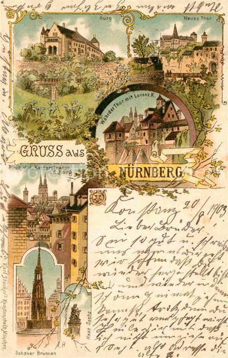 NueRNBERG  CITY Woehrder Tor Lorenz Kirche Burg Schoener Brunnen