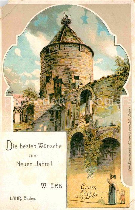 Lahr Schwarzwald Neujahrskarte Turm