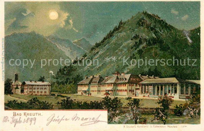 Kreuth Bad Kurhaus Wandelhalle Mondschein Kuenstlerkarte