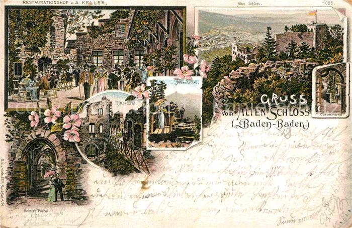 BADEN-BADEN BW Altes Schloss Rittersaal Unteres Portal Felsenbruecke