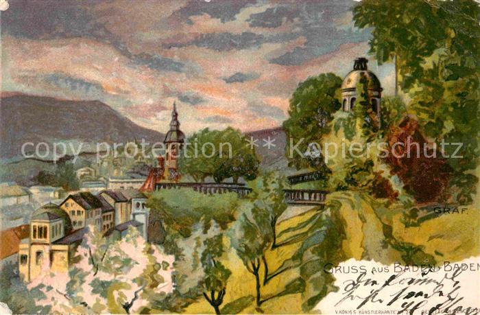 BADEN-BADEN BW Panorama Kuenstlerkarte Graf