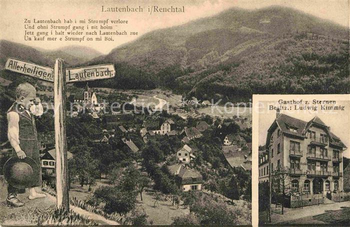 Lautenbach Renchtal Allerheiligen Lautenbach Wegweiser Wanderjunge Gasthof zum S