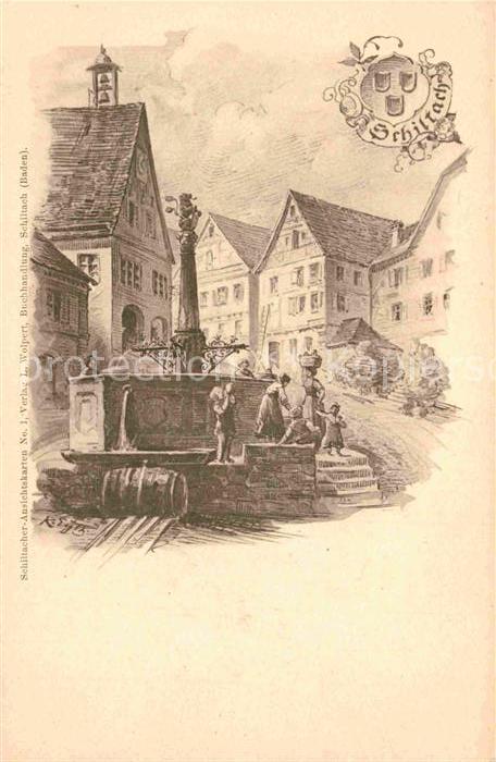 Schiltach Brunnen Kuenstlerkarte