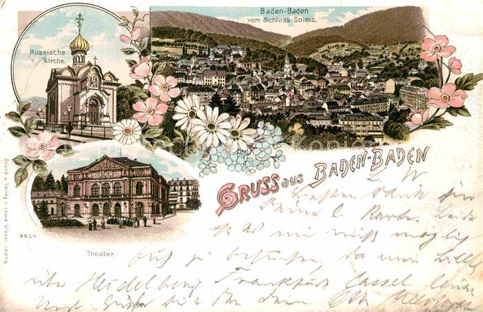 BADEN-BADEN BW Schloss Solms Russische Kirche Theater
