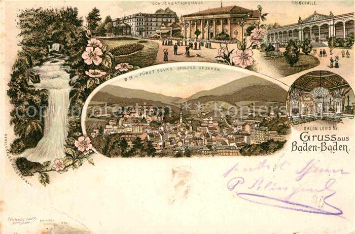 BADEN-BADEN BW Trinkhalle Conversationshaus Panorama Wasserfall