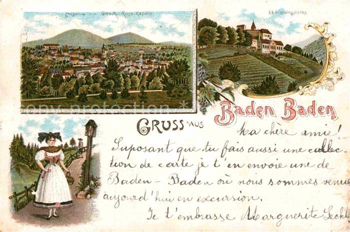 BADEN-BADEN BW Panorama Ebersteinschloss Schwarzwaldtracht