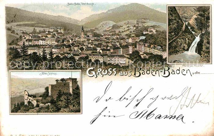 BADEN-BADEN BW Panorama Altes Schloss Allerheiligen Wasserfall