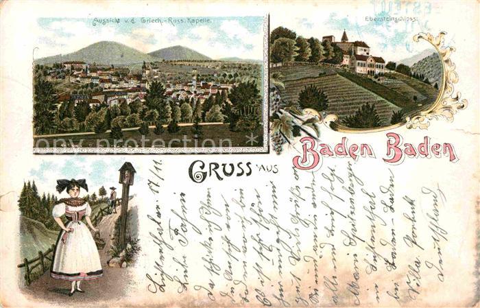 BADEN-BADEN BW Griechisch Russische Kapelle Ebersteinschloss Schwarzwaldtracht