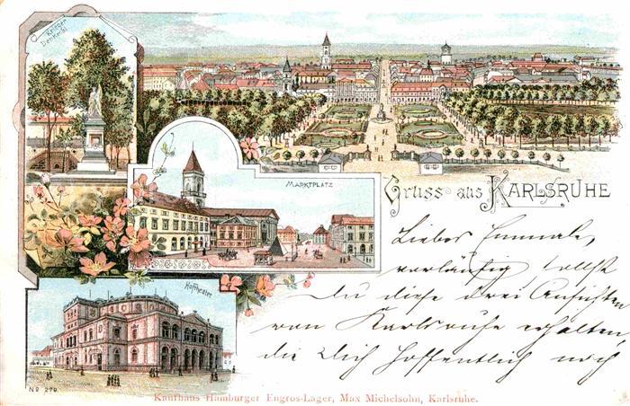 Karlsruhe Baden Marktplatz Kriegerdenkmal Hoftheater