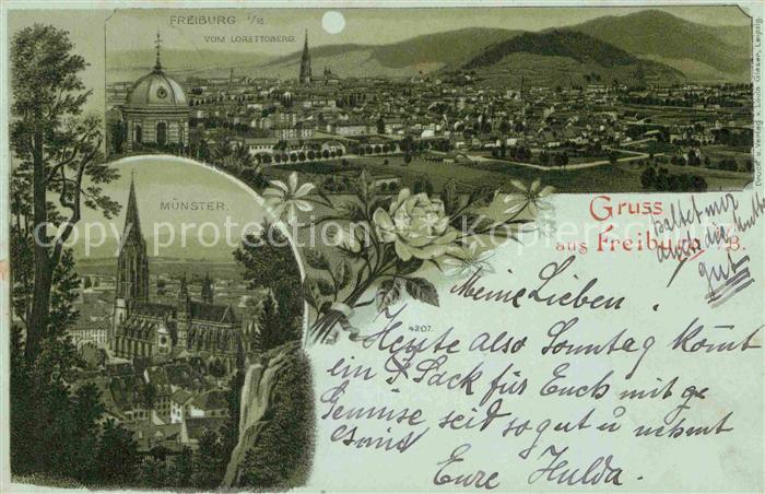 Freiburg Breisgau Muenster Lorettoberg Mondschein