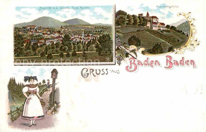 BADEN-BADEN BW Panorama Ebersteinschloss Schwarzwaldtracht