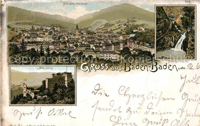 BADEN-BADEN BW Altes Schloss Panorama Allerheiligen Wasserfall