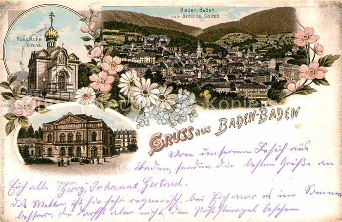 BADEN-BADEN BW Russische Kirche Schloss Solms Theater