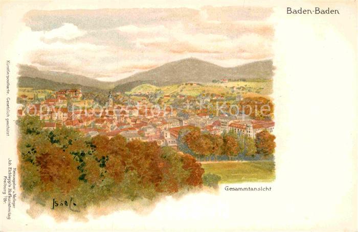 BADEN-BADEN BW Panorama Kuenstlerkarte