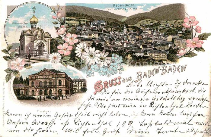 BADEN-BADEN BW Schloss Solms Russische Kirche Theater