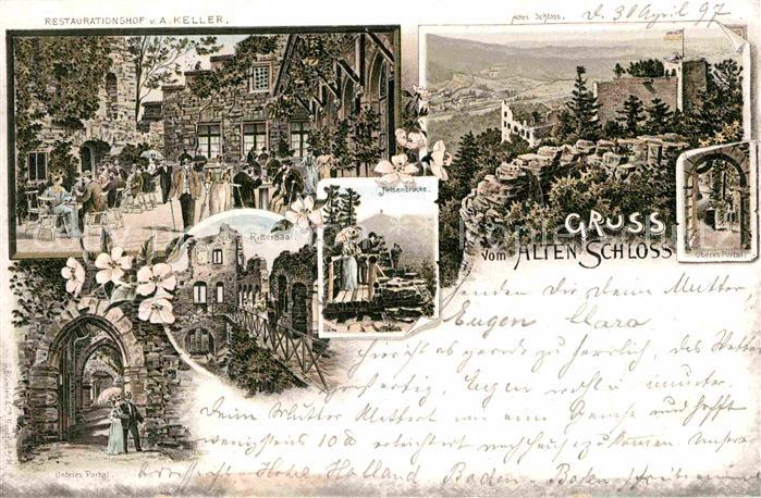 BADEN-BADEN BW Altes Schloss Felsenbruecke Rittersaal