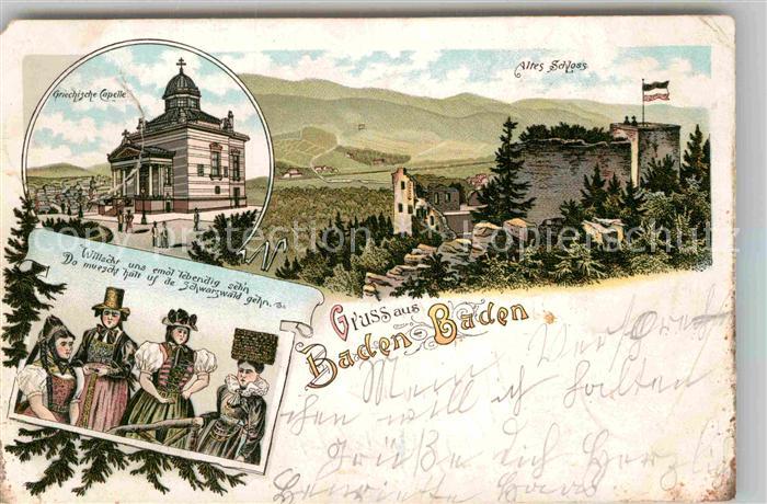 BADEN-BADEN BW Griechische Kapelle Altes Schloss Trachtengruppe