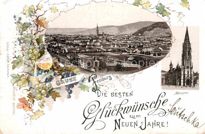 Freiburg Breisgau Neujahrskarte