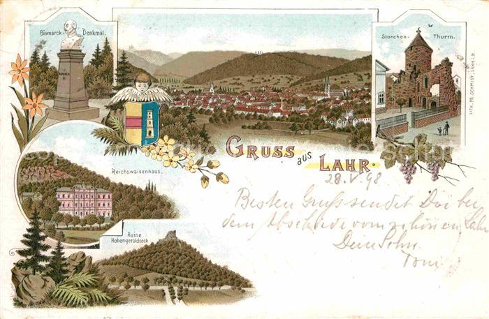 Lahr Schwarzwald Bismarck Denkmal Storchenturm Reichswaisenhaus Ruine Hohengerol