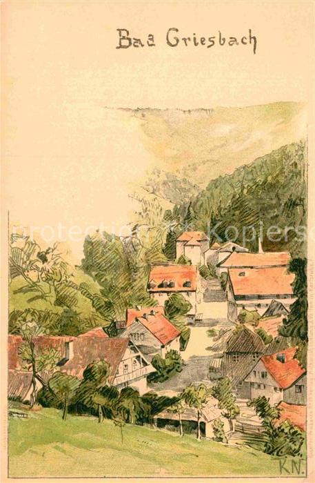 Bad Griesbach Schwarzwald  Panorama Kuenstlerkarte