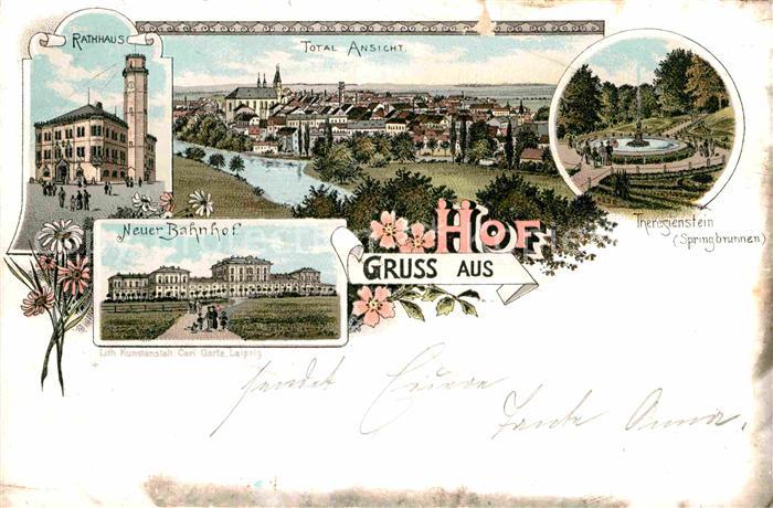 Hof Oberfranken Rathaus Neuer Bahnhof Theresienstein Panorama