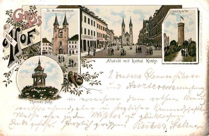 Hof Oberfranken Altstadt Katholische Kirche Thomashoehe Michaliskirche Labyrinth