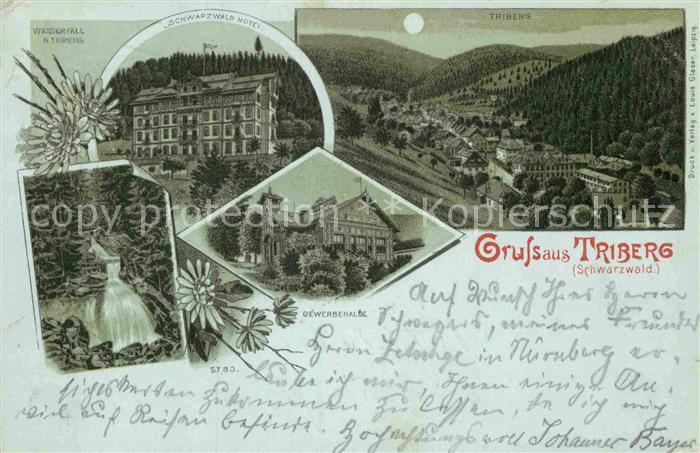 Triberg Schwarzwald Gewerbehalle Wasserfall Schwarzwaldhotel Mondschein