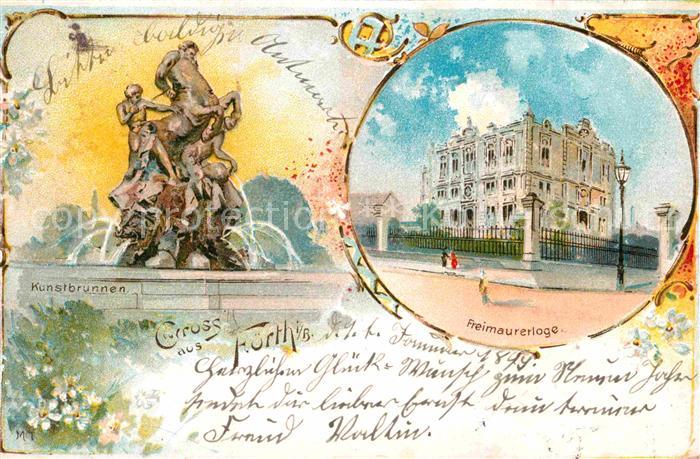 Fuerth Bayern Kunstbrunnen Freimaurerloge