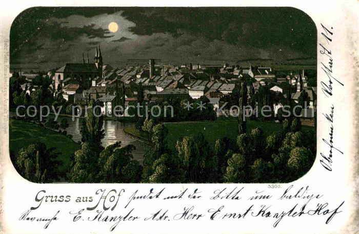 Hof Oberfranken Panorama Mondschein