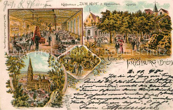 Freiburg Breisgau Kaffeehaus zum Kopf Restaurant Garten Muenster