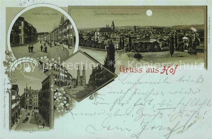 Hof Oberfranken Oberes Tor Mittlere Ludwig Strasse Mondschein