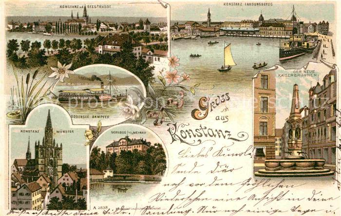 Konstanz Bodensee Neue Kaiserbrunnen Landungsteg Seestrasse Muenster