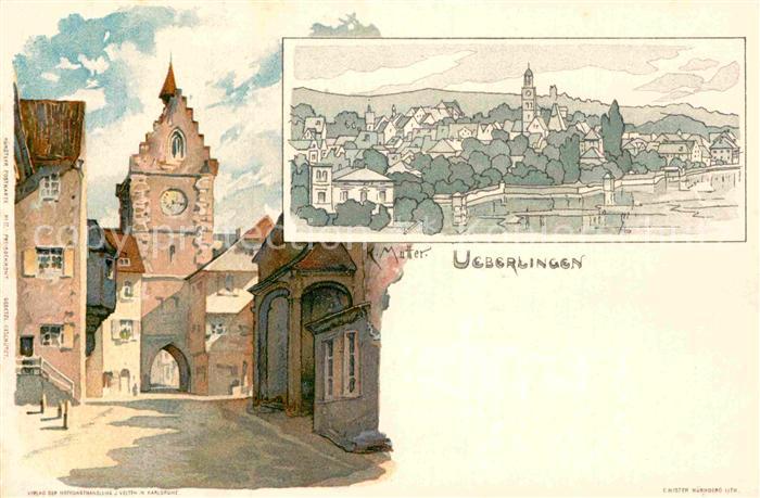 ueberlingen Bodensee Tor Kuenstlerkarte K. Mutter