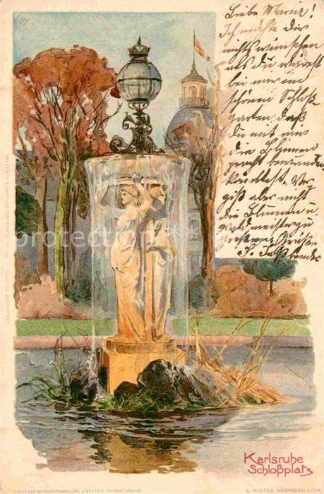 Karlsruhe Baden Schlossplatz Kuenstlerkarte