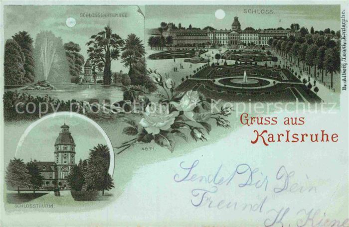 Karlsruhe Baden Schloss Schlossturm Schlossgartensee