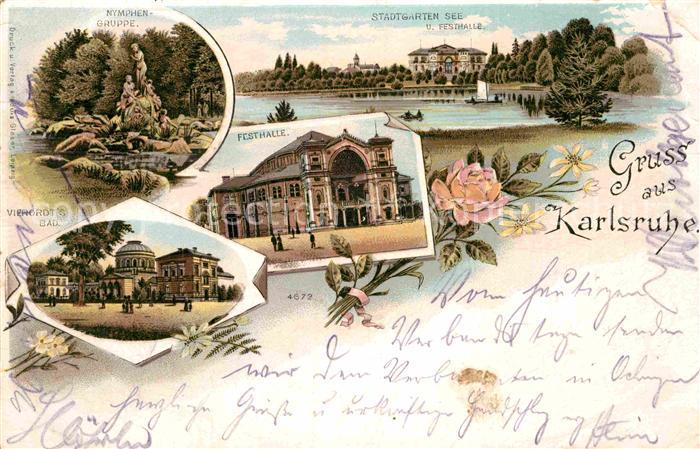 Karlsruhe Baden Nymphengruppe Stadtgarten Festhalle