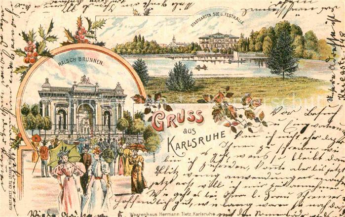 Karlsruhe Baden Stadtgarten Malsch Brunnen Festhalle