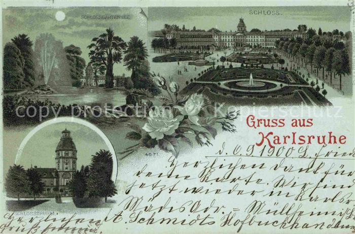 Karlsruhe Baden Schloss Schlossturm Schlossgartensee
