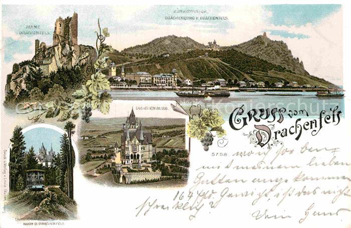 Drachenfels Koenigswinter Ruine Zahnradbahn Drachenburg